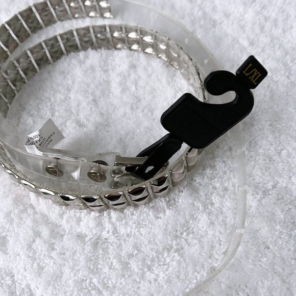 ✨NEW✨  Clear plastic silver studded belt metal punk rock studded belt clear belt - Picture 5 of 5